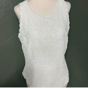 J Kara White Sleeveless beed Top